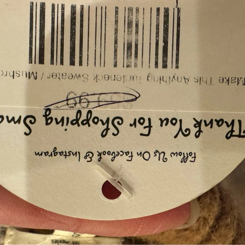 NWT EASEL brand Striped Beige and Black Turtle Neck Style Sweater size Small - Picture 6 of 7